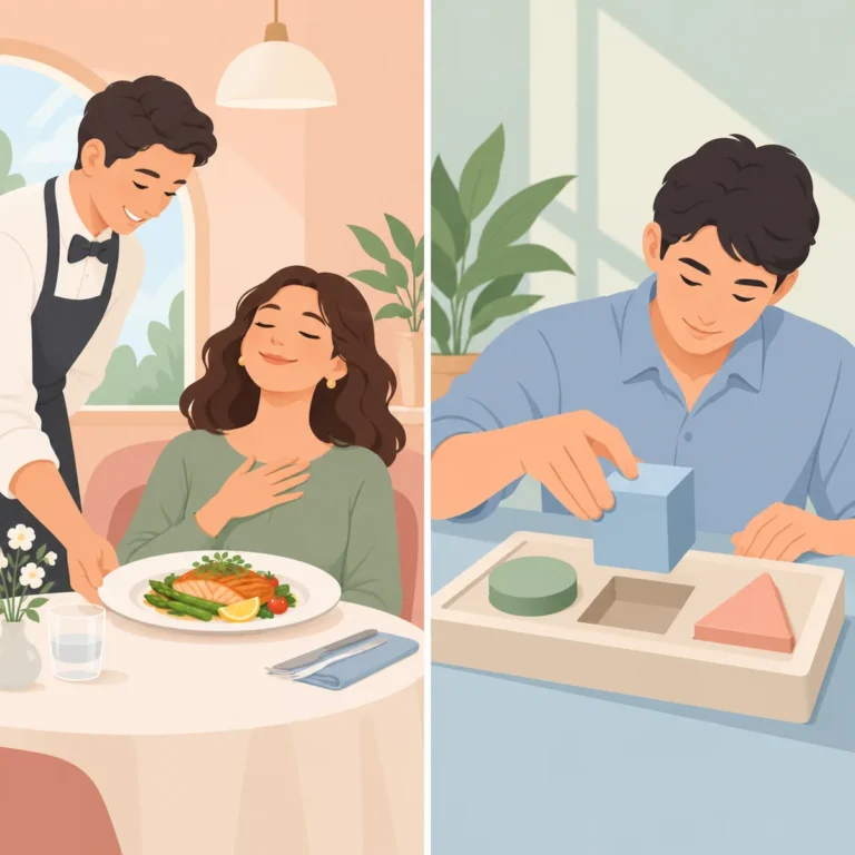 영어 동사 satisfy가 사람을 만족시키는 뜻과 요건을 충족하는 뜻으로 쓰이는 예문을 나란히 보여 주는 학습 이미지